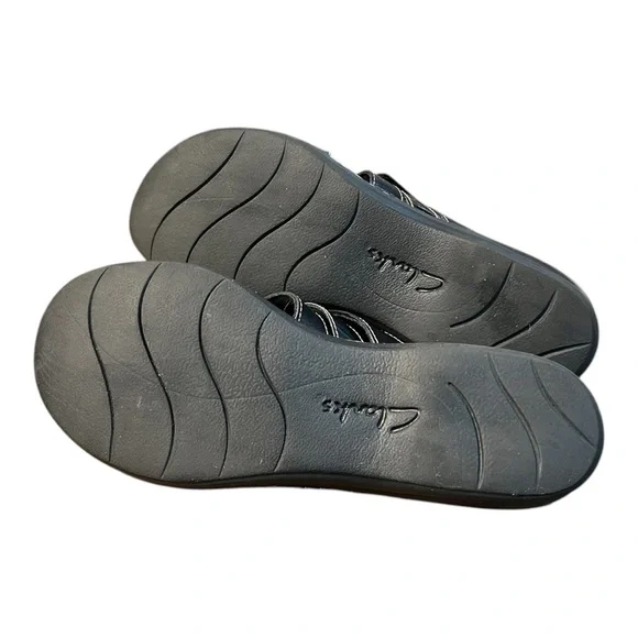 Clarks Black Leather Ultimate Comfort Slide Sandals Size 8.5W - Picture 8 of 9